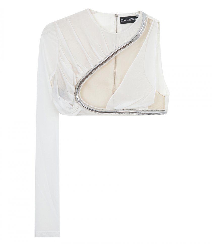 SALES - METAL TUBE CHEST DETAIL SLV RUCHED MESH TOP