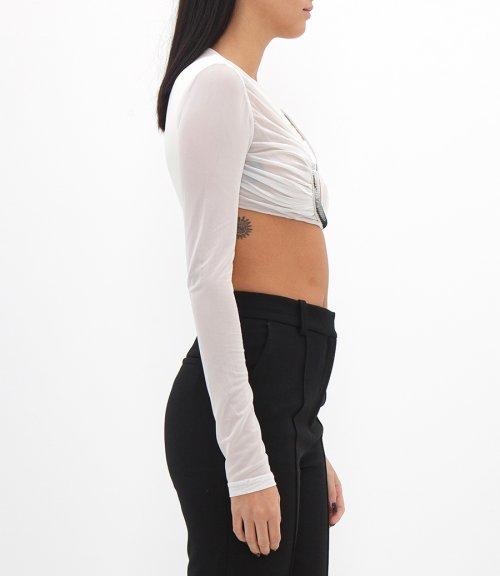 METAL TUBE CHEST DETAIL SLV RUCHED MESH TOP