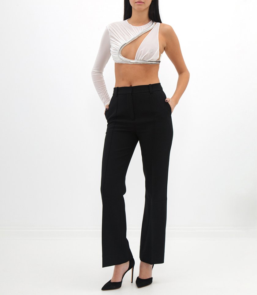 METAL TUBE CHEST DETAIL SLV RUCHED MESH TOP