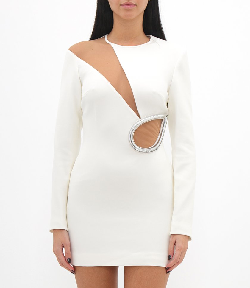 METALLIC TUBE WAIST DETAIL MINI DRESS