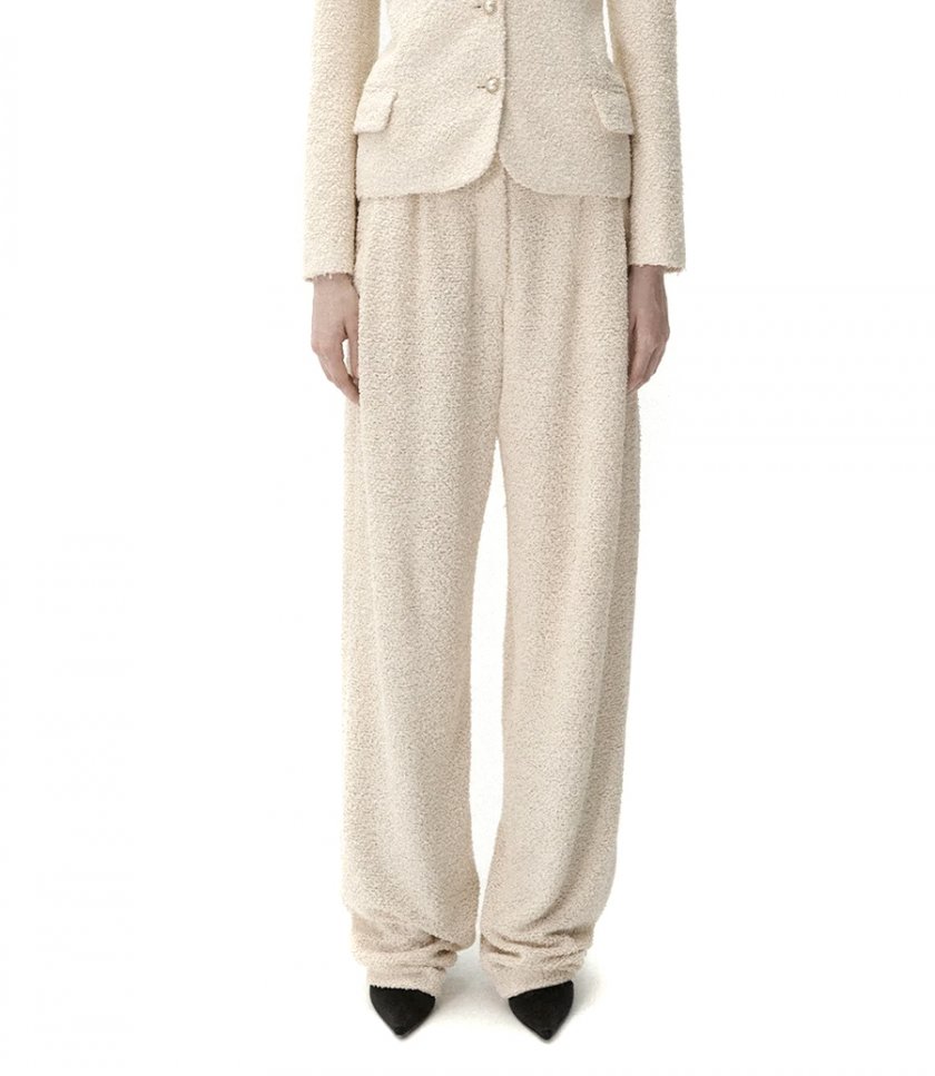WIDE LEG BOUCLE PANTS