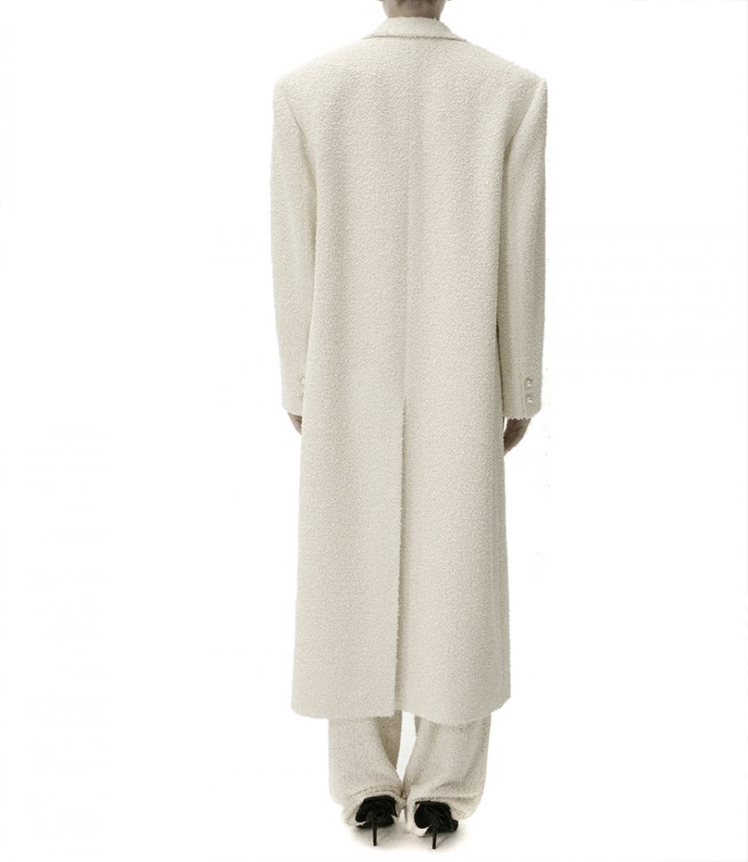 SINGLE BREASTED LONG COAT IN BOUCLE