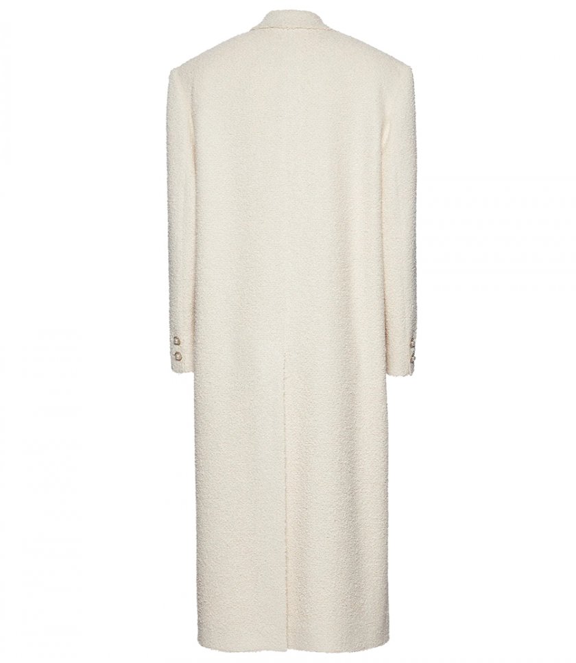 SINGLE BREASTED LONG COAT IN BOUCLE