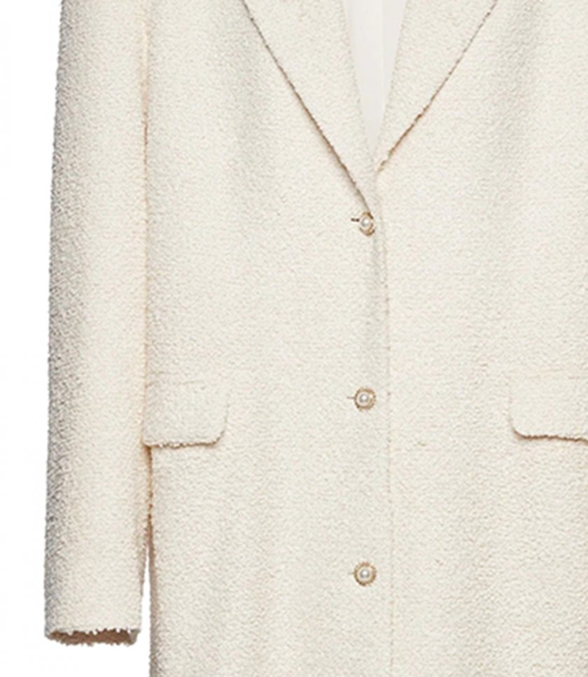 SINGLE BREASTED LONG COAT IN BOUCLE