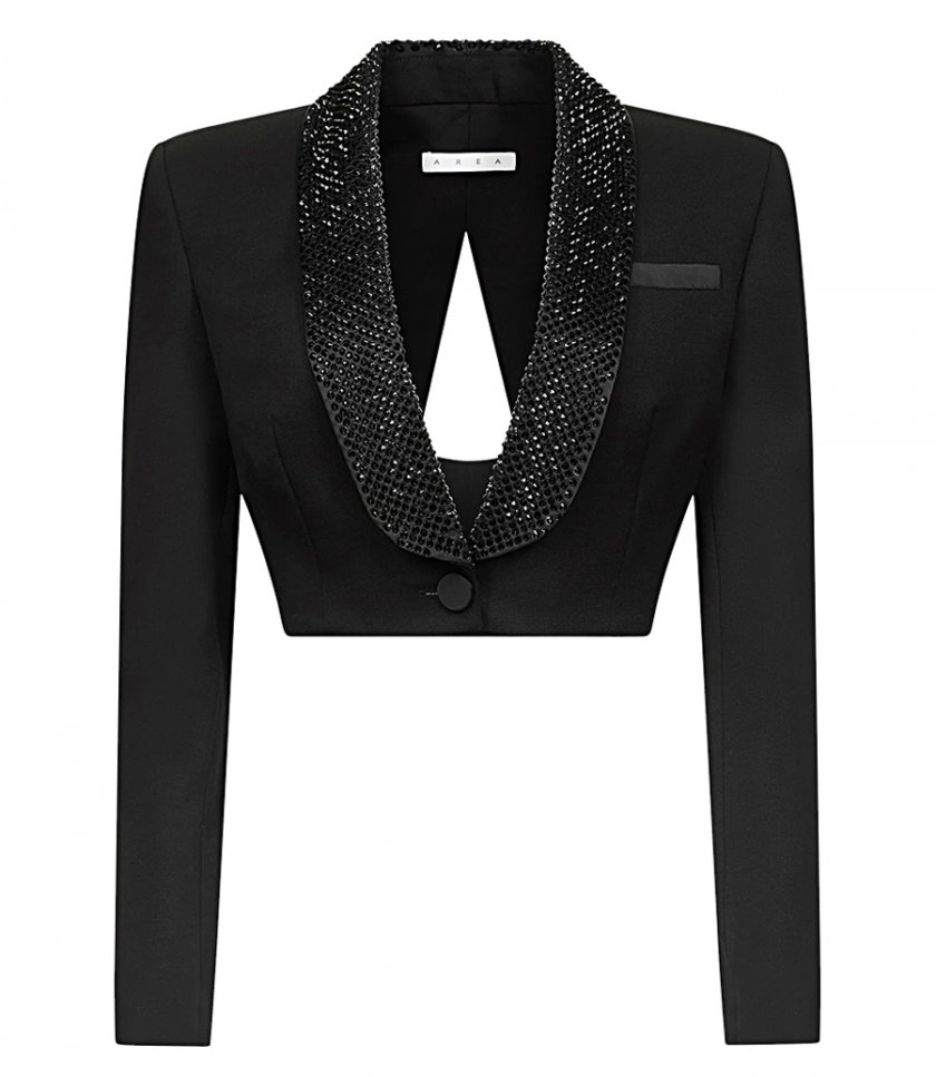 SALES - CRYSTAL EMBELLISEHD CROPPED BLAZER