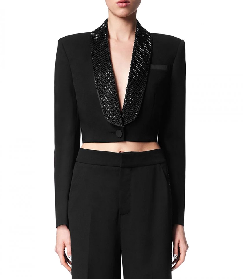 CRYSTAL EMBELLISEHD CROPPED BLAZER