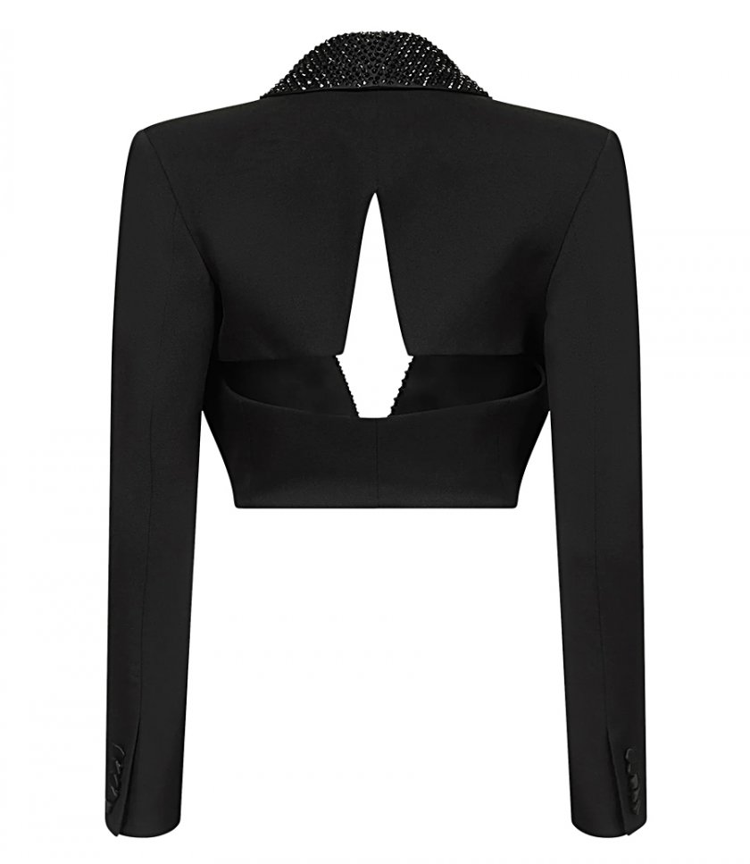 CRYSTAL EMBELLISEHD CROPPED BLAZER
