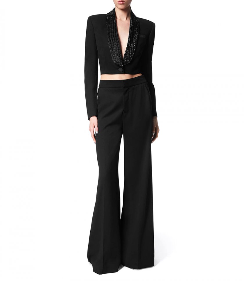 CRYSTAL EMBELLISEHD CROPPED BLAZER