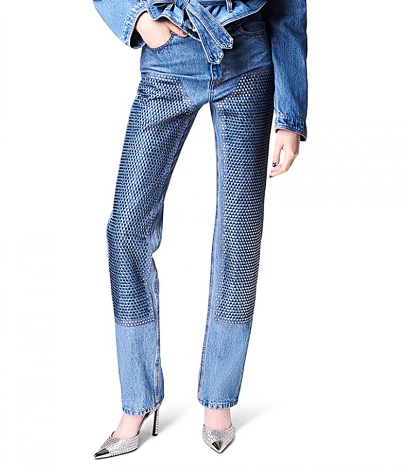 CRYSTAL EMBELLISHED STRAIGHT LEG JEAN