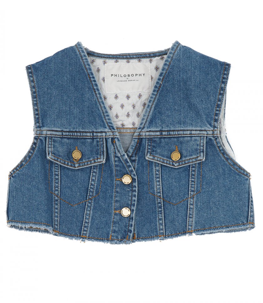 SALES - DENIM CROPPED GILET
