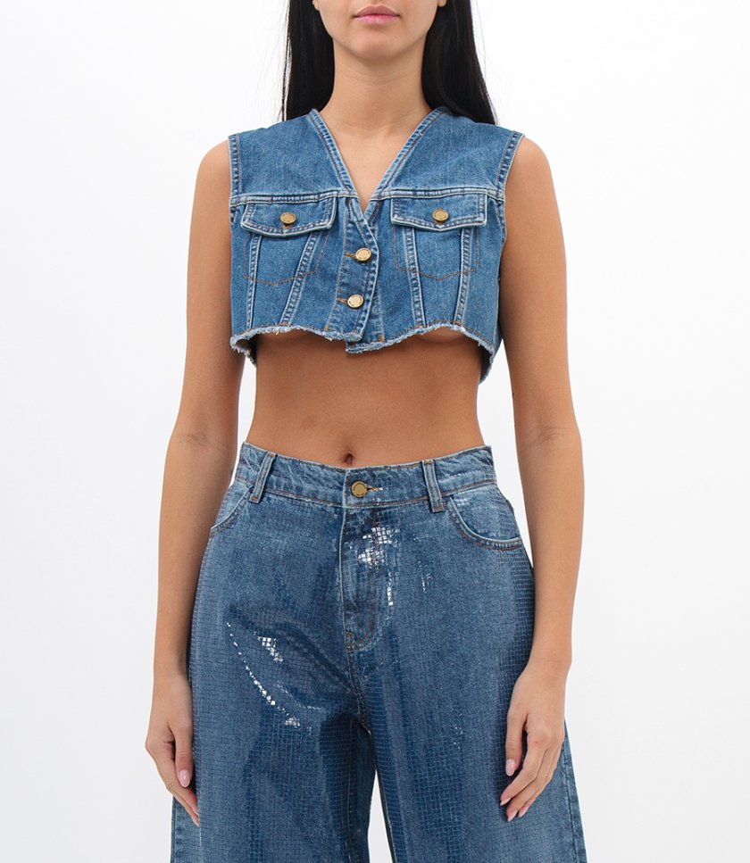 DENIM CROPPED GILET