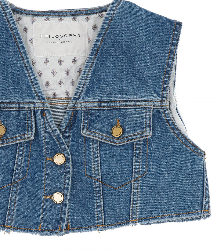 DENIM CROPPED GILET