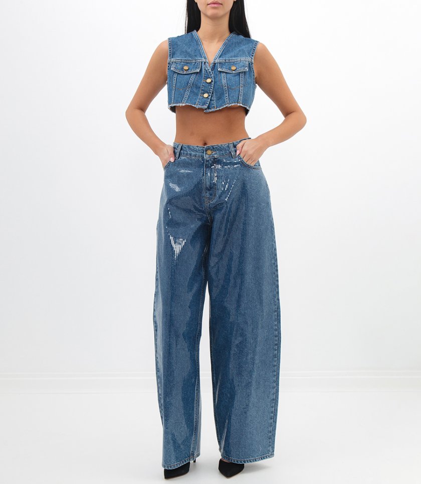 DENIM CROPPED GILET