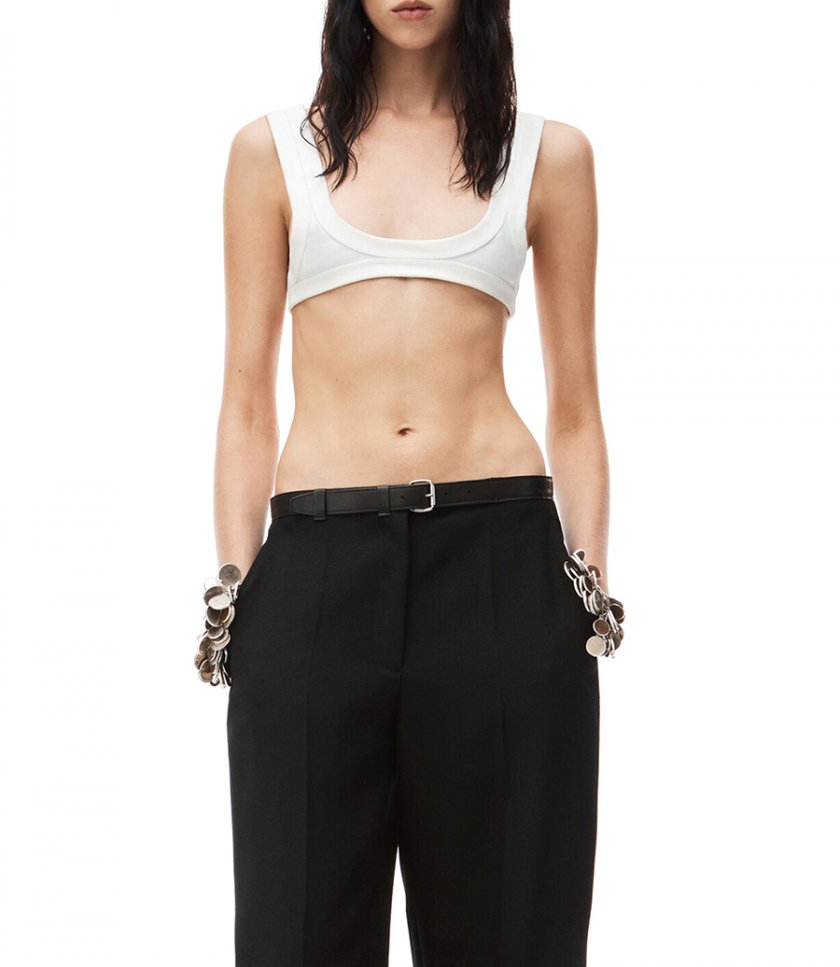 LOW WAISTED TROUSER WITH LEATHER BELT