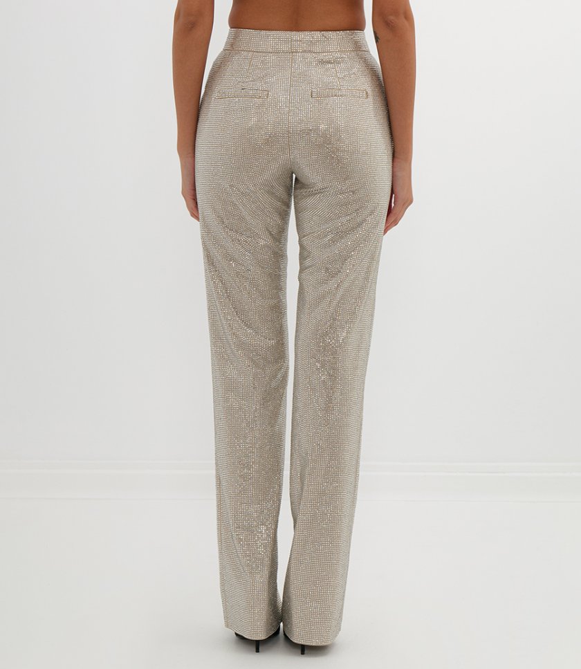 PANTALONE CON DECORAZIONE MICRO STRASS ALL-OVER