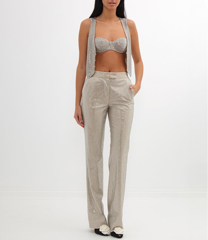 PANTALONE CON DECORAZIONE MICRO STRASS ALL-OVER