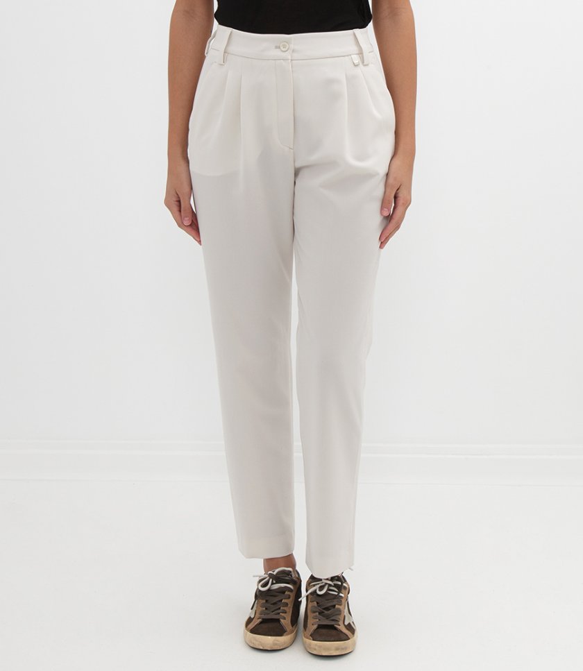 PLEATED VISCOSE EFFECT TROUSERS