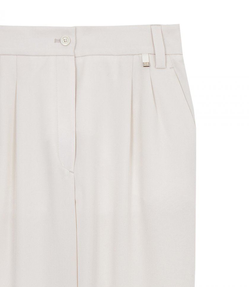 PLEATED VISCOSE EFFECT TROUSERS