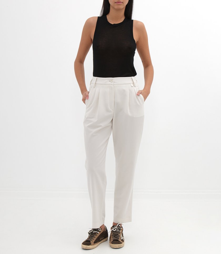 PLEATED VISCOSE EFFECT TROUSERS