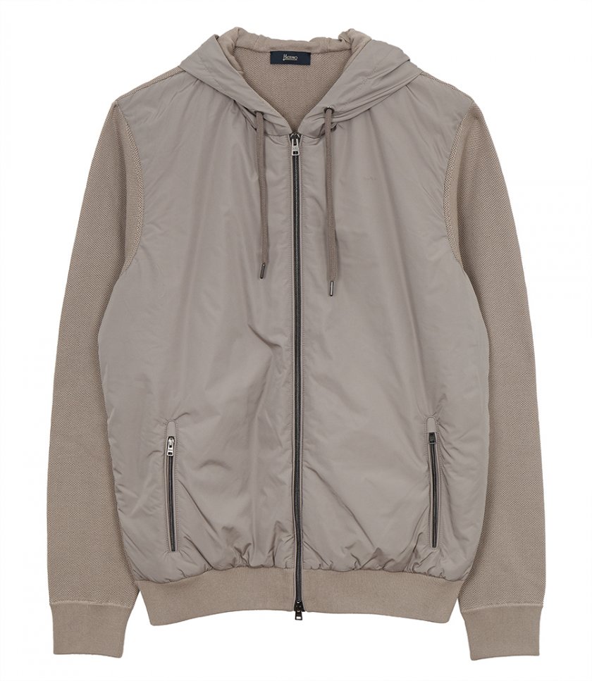 JUST IN - PIQUE' KNIT AND NYLON JACKET