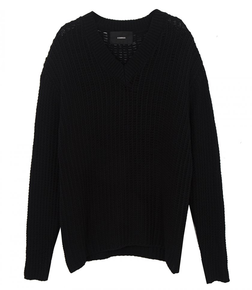 JUST IN - OPEN KNIT V-NECK