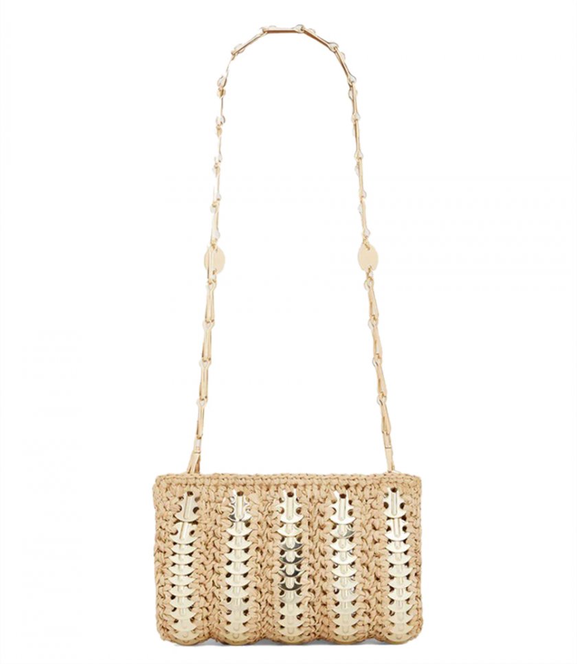 JUST IN - ICONIC NANO 1969 BAG IN RAFFIA EMBELLISHED WITH GOLD DISCS