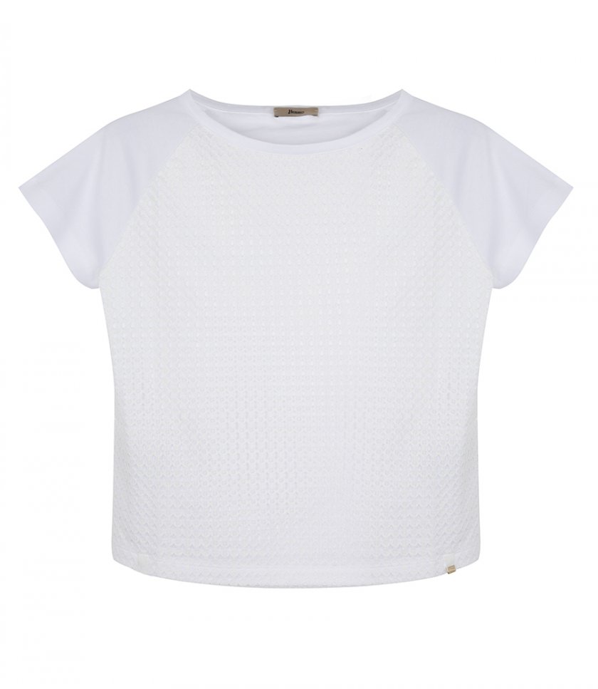 TOPS - SUPERFINE COTTON JERSEY AND SPRING LACE T-SHIRT