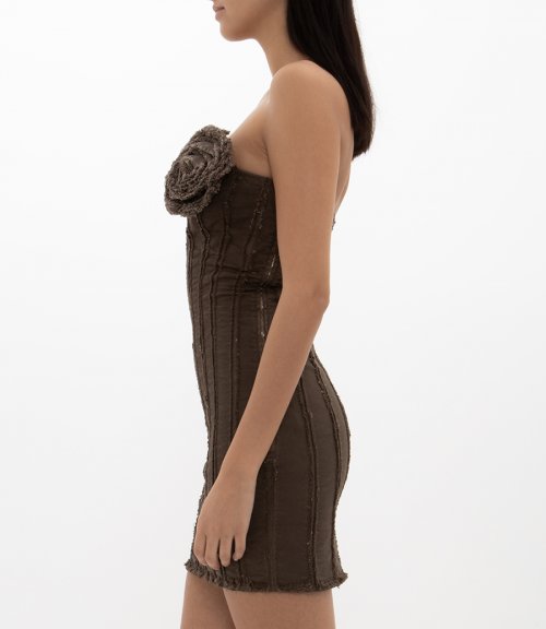 CORSET DRESS WITH 3D ROSE