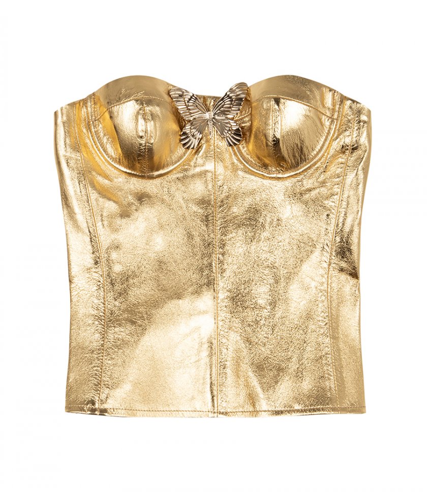 JUST IN - GOLD-TONE LAMINATED LEATHER CORSET