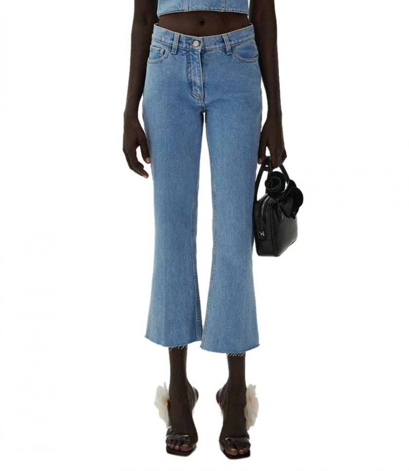 CROPPED DENIM FLARE PANTS
