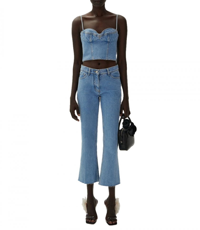 CROPPED DENIM FLARE PANTS
