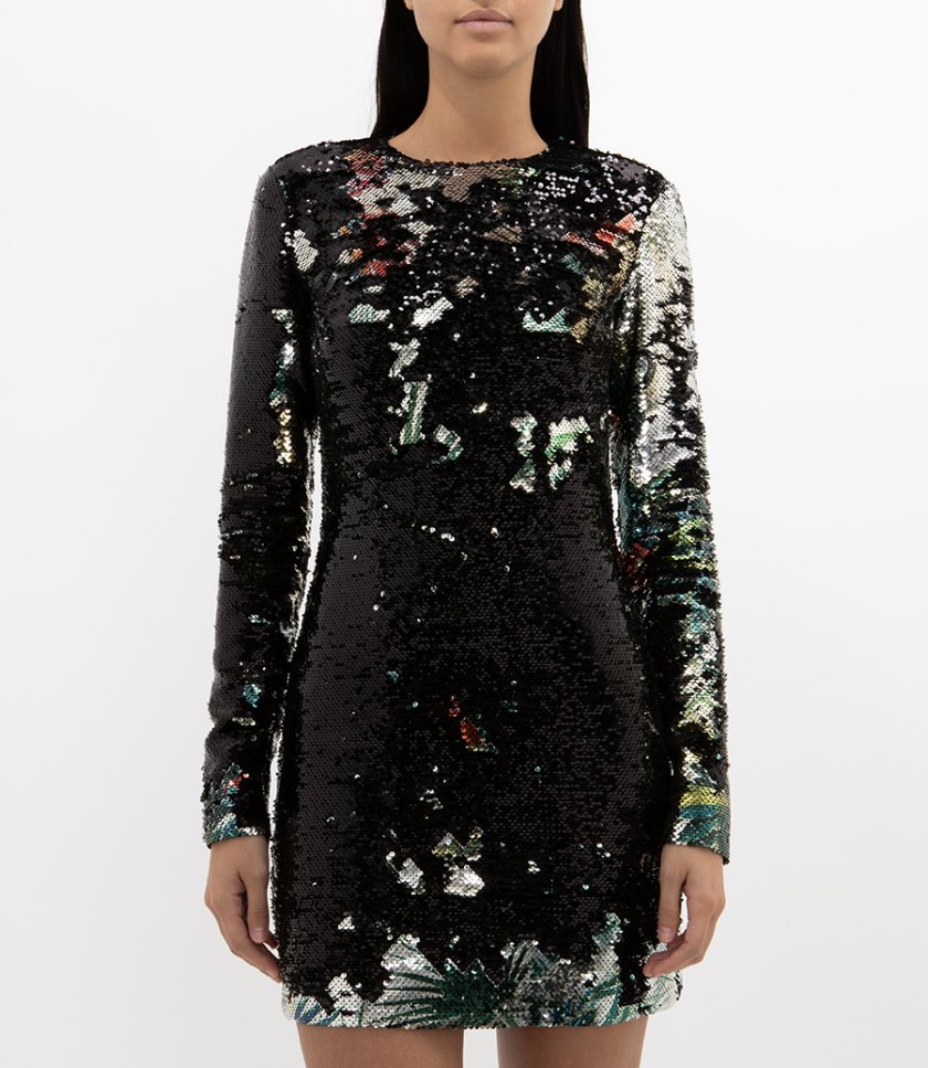 JUNGLE PRINT SEQUIN DRESS