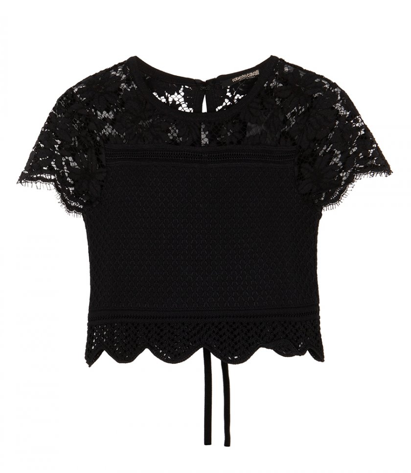 ROBERTO CAVALLI - KNIT CROP TOP WITH LACE