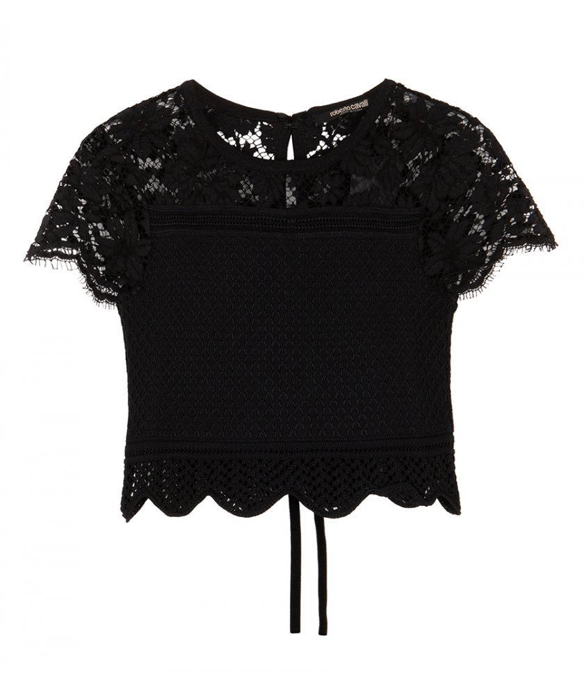 SALES - KNIT CROP TOP WITH LACE