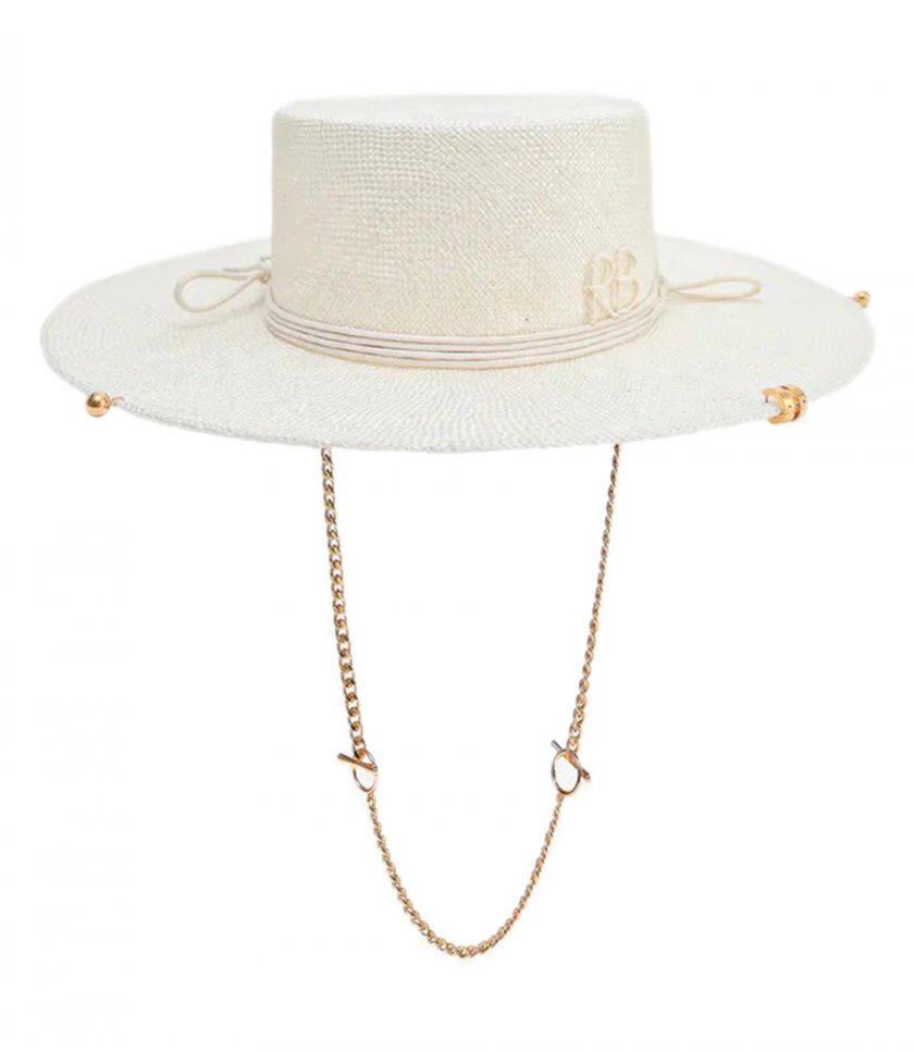 JUST IN - CHAIN STRAP SISAL CANOTIER HAT