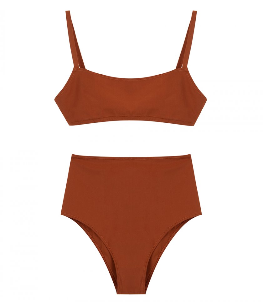 JUST IN - HIGH WAISTED BIKINI WITH STRAIGHT NECKLINE TOP
