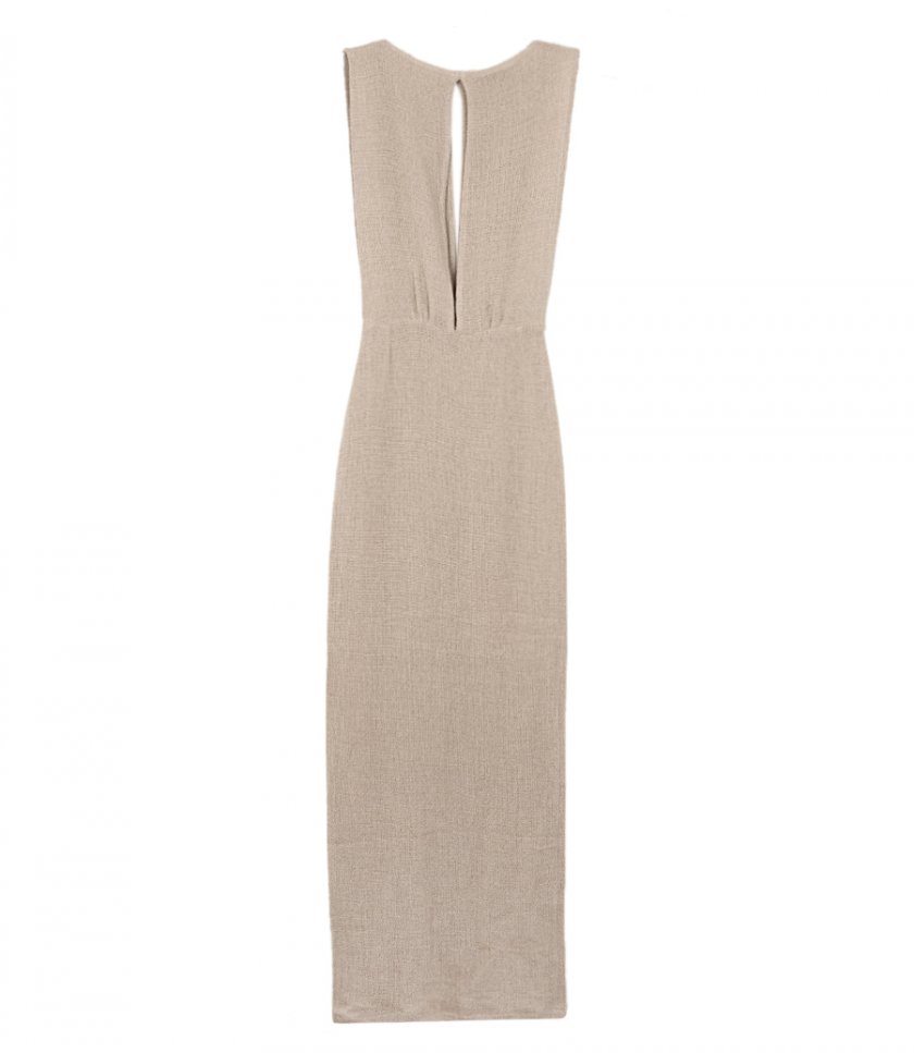 JUST IN - SAND BEIGE OPEN SQUARE DRESS