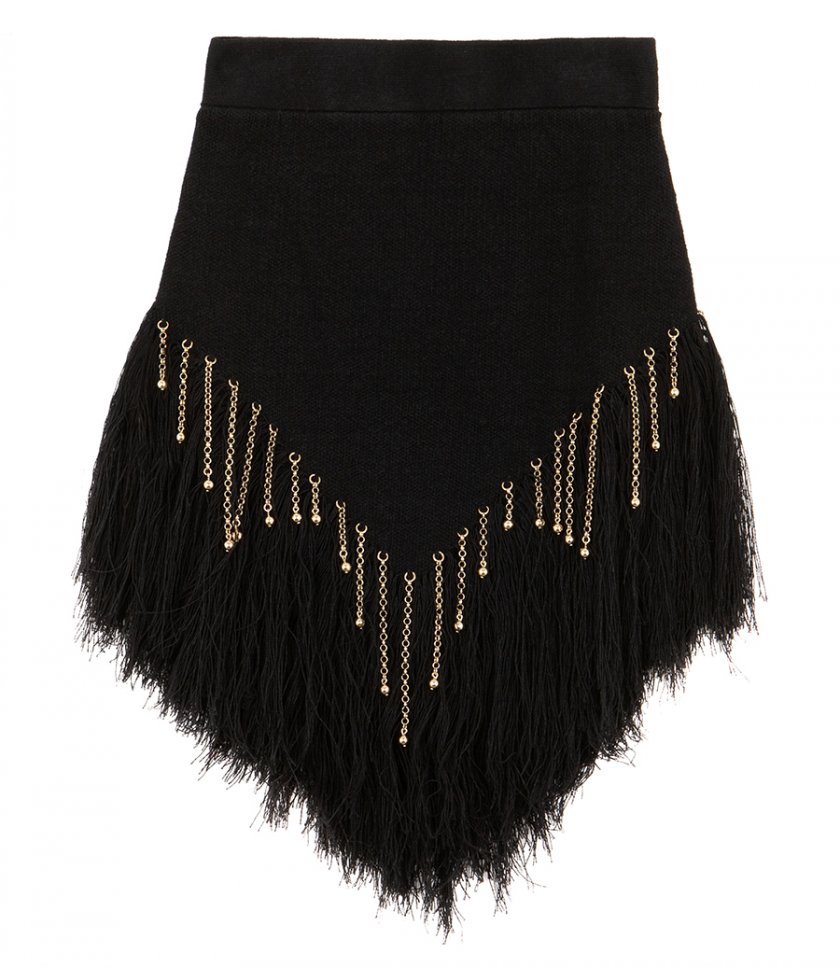 SALES - WOVEN SKIRT WITH KNITTED BEADS AND FEATHERS