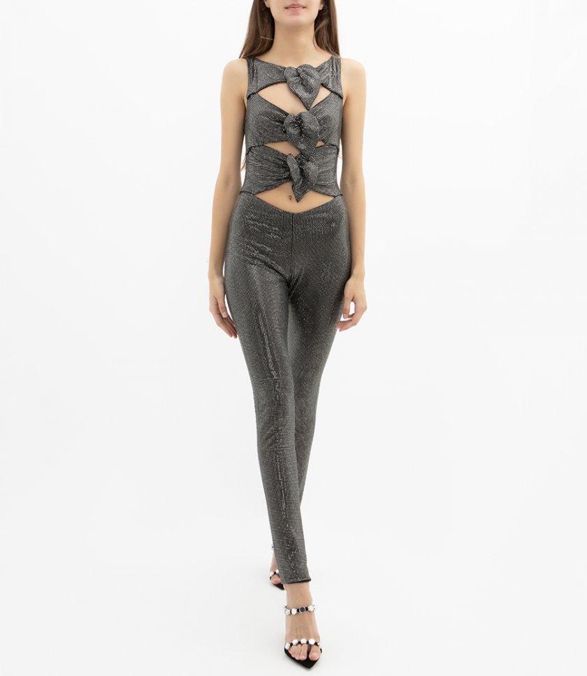 CUT-OUT JUMPSUIT WITH FLORAL DETAILS