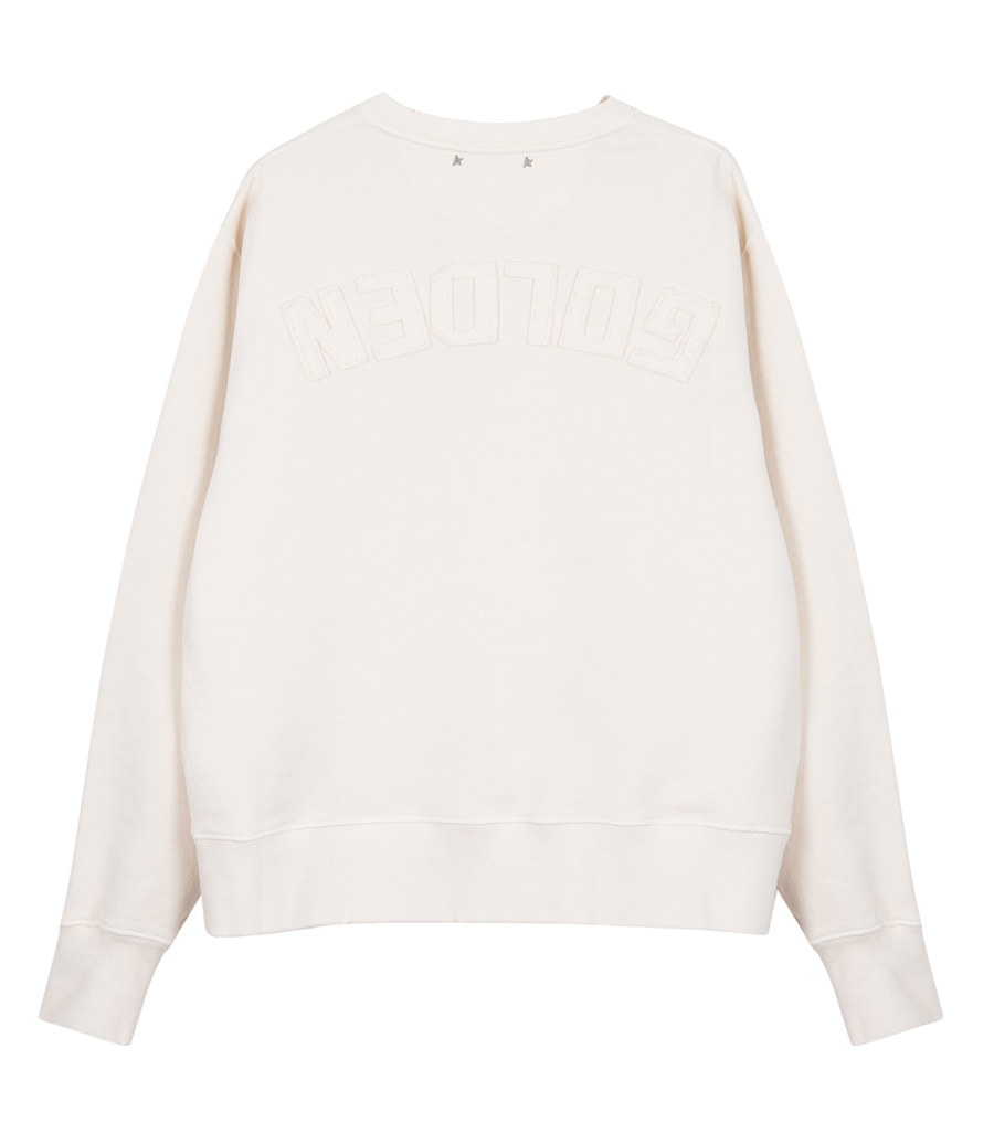 GOLDEN GOOSE  - BOXI SWEATSHIRT COTTON FLEECE LOGO PATCH