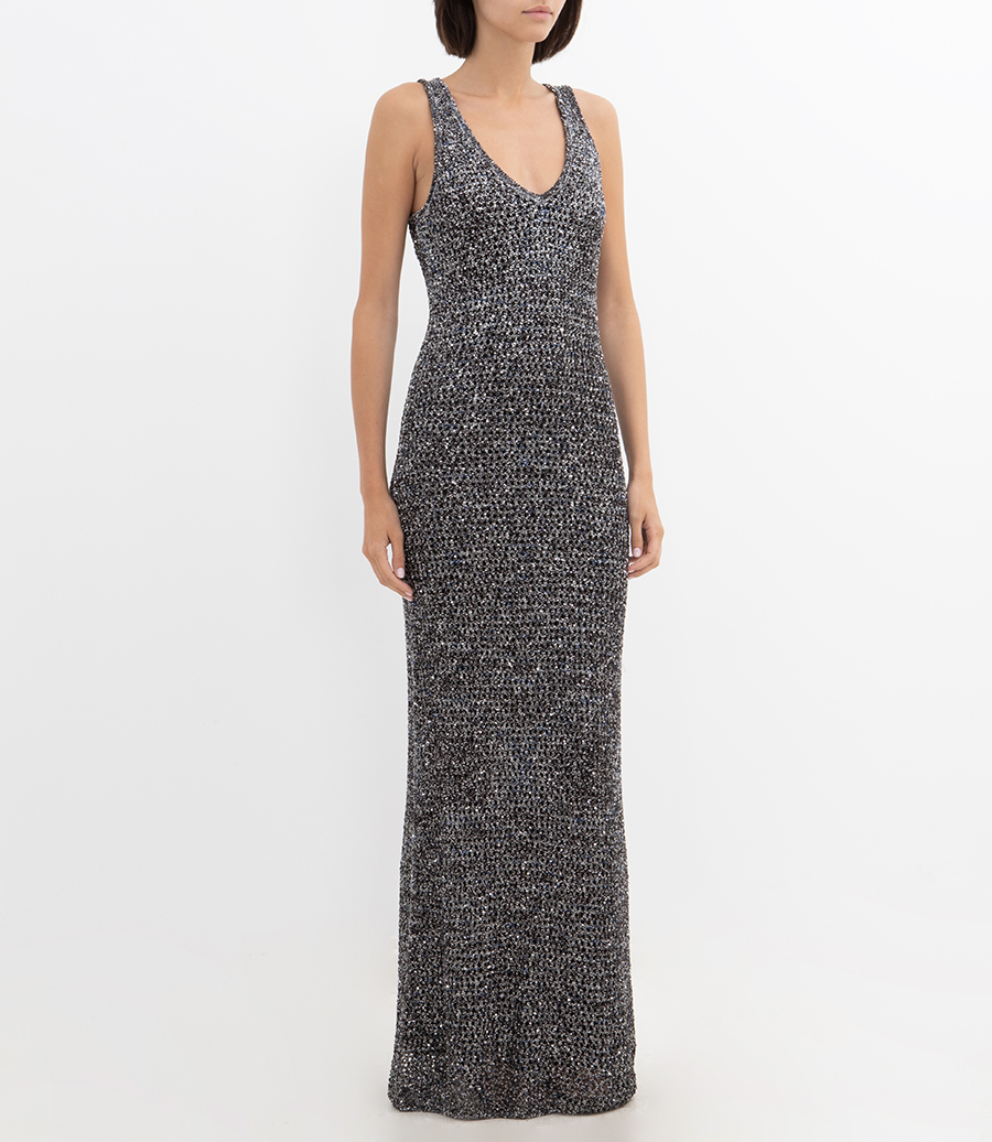 SLEEVELESS LONG DRESS WITH SEQUINS