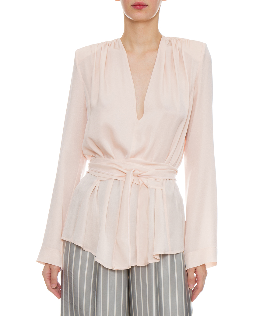 MAROCAIN DIAGONAL BELTED SHIRT