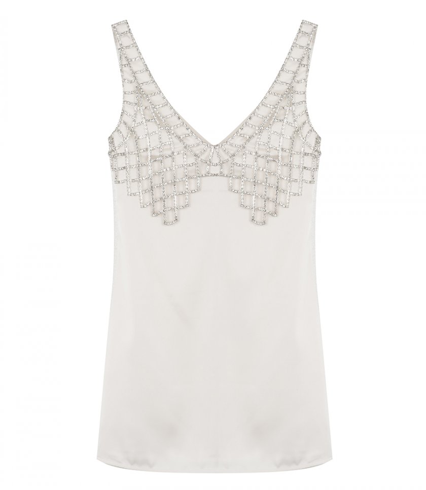 SALES - CREAM SATIN DIAMANTE BRALETTE MINI DRESS