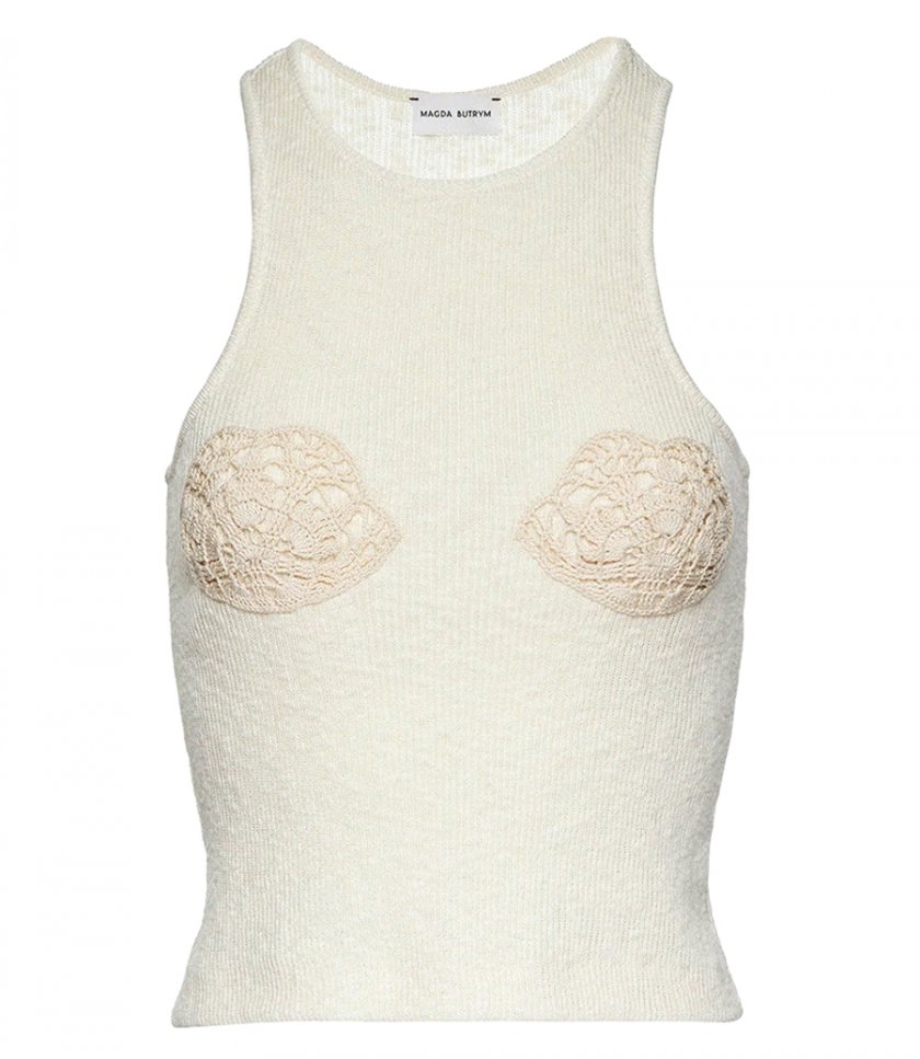CLOTHES - CROCHET BRA KNIT TANK TOP
