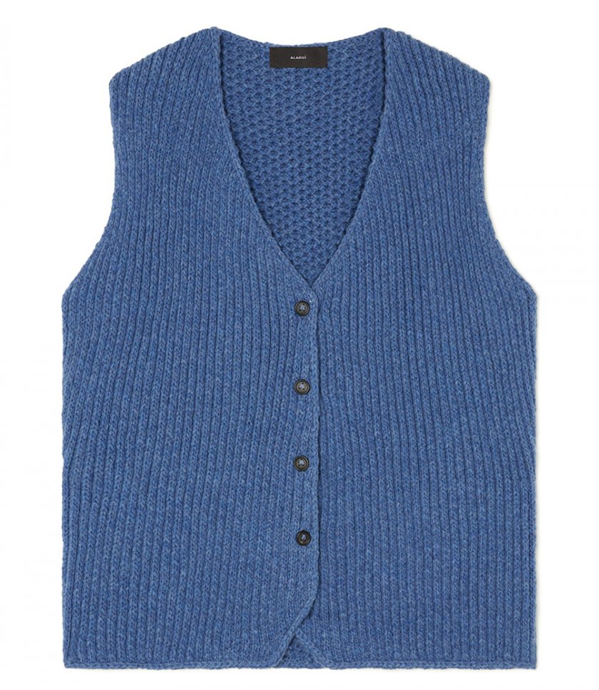 CLOTHES - KNITTED RIBBED DENIM-NO-DENIM VEST