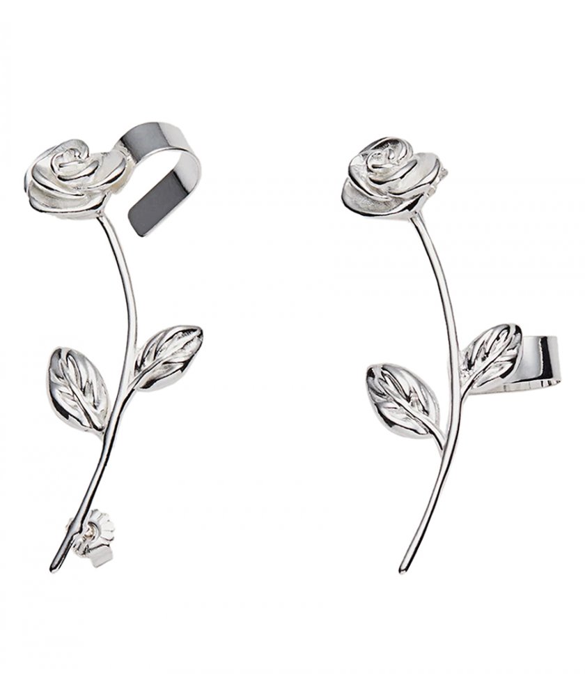 SALES - SILVER ROSE CUFF EARRINGS
