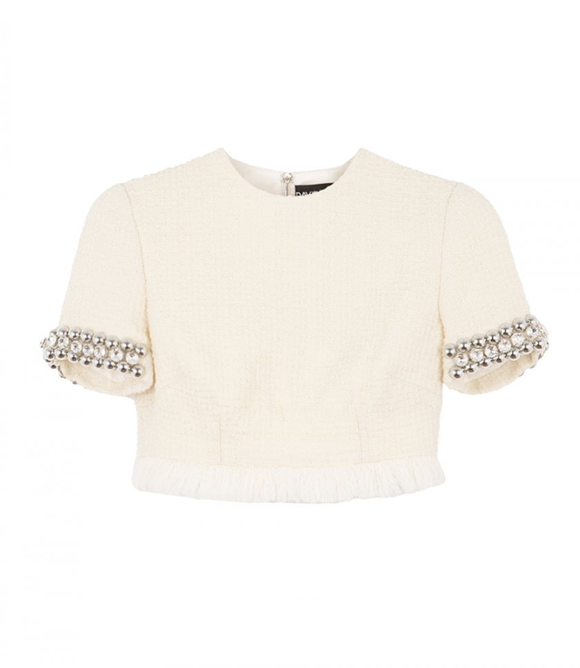 SALES - BOUCLE AND CRYSTAL CHAIN CROP TOP