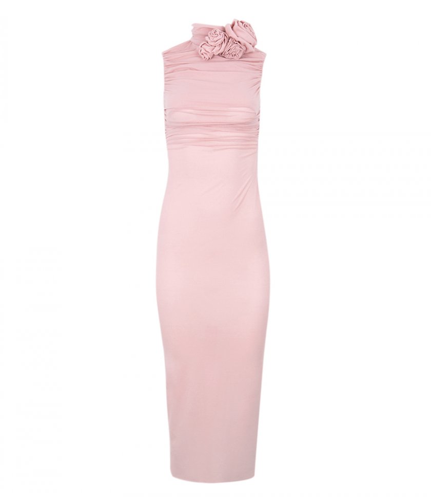 CLOTHES - RUCHED MOCK NECK MIDI DRESS