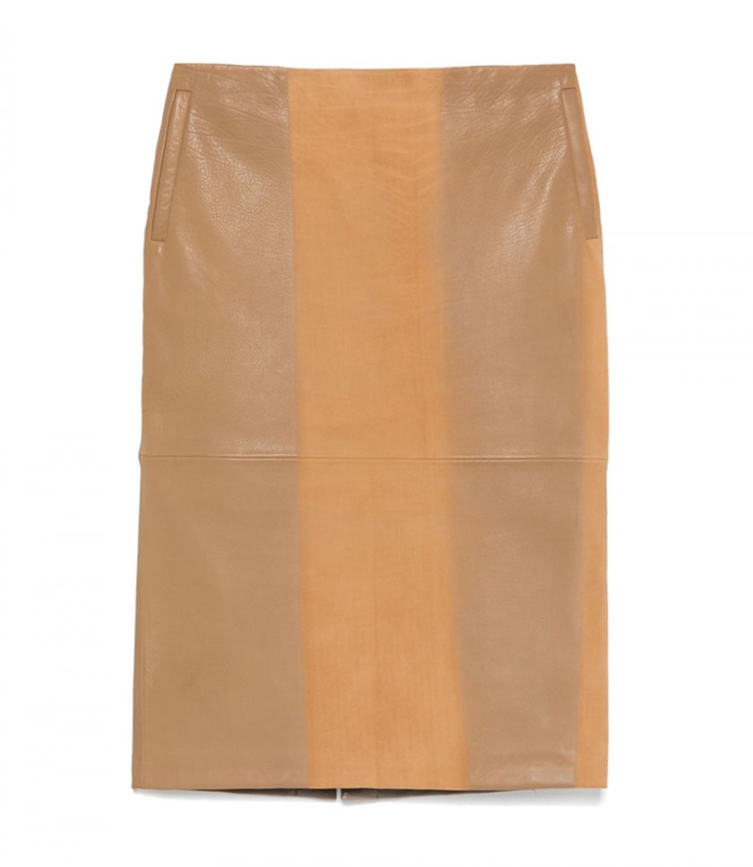 SALES - SCUFFED LEATHER MIDI SKIRT