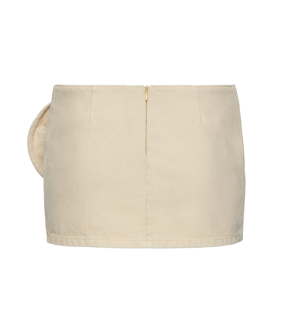 SCULPTURAL FLOWER DENIM SKIRT